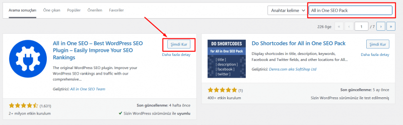 All in One SEO Pack Kurulumu