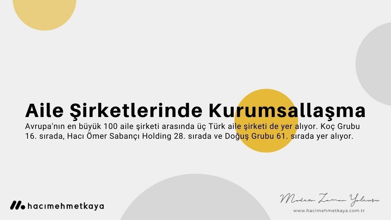 Aile Şirketlerinde Kurumsallaşma